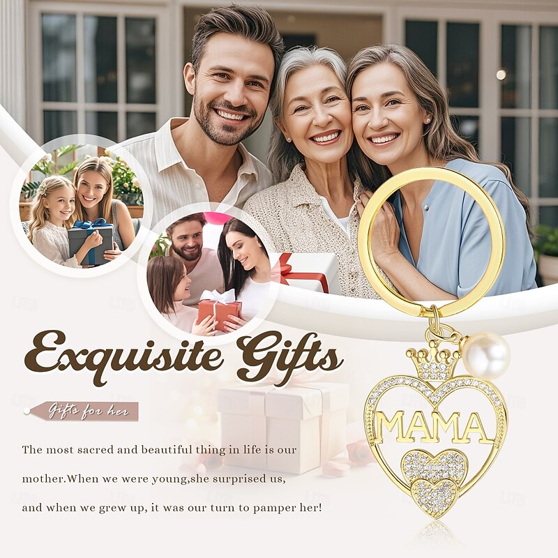 Mama Keychain Gift for Mom – Mother's Day, Birthday, Christmas, Anniversary Present, Durable Copper Key Ring with Loving Message3