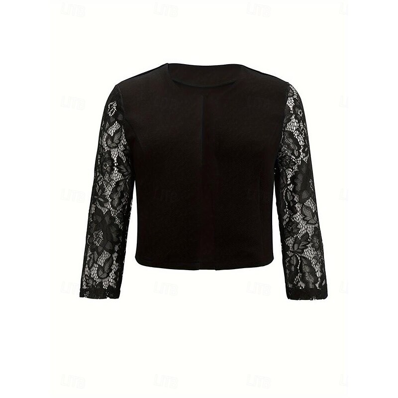 Women's Wrap Elegant 3/4 Length Sleeve Lace Wedding Wraps With Pure Color For Wedding Summer4