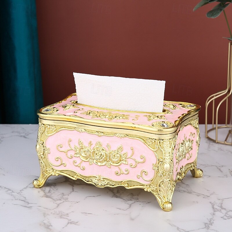 Vintage Tissue Box Cover,European Decorative Napkin Holder for Living Room, Hotel, Restaurant, KTV, Luxury Desktop Paper Towel Dispenser for Home Decor3