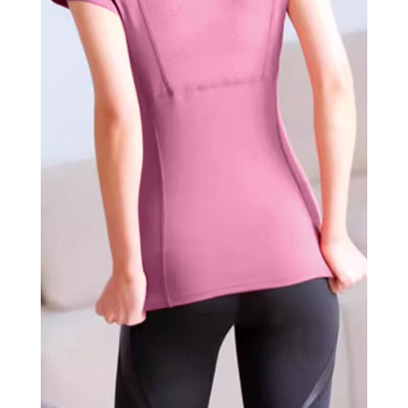 US Open Women's Solid Colored Sport Shirt Tennis Shirt Tennis Top Short Sleeve Mesh Quick Dry Breathable Tennis Golf Jogging Round Dark Pink Black Tennis Clothing4