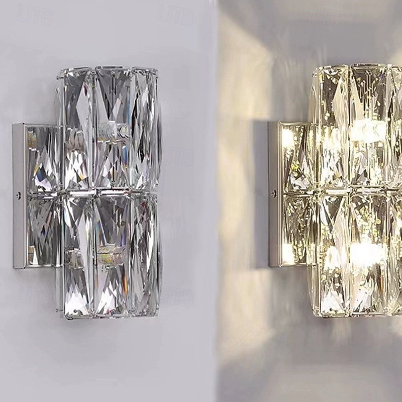 Indoor Wall Lights Crystal High Quality K9 LED Nordic Style Living Room Shops Cafes Steel Wall Light 110-240V3