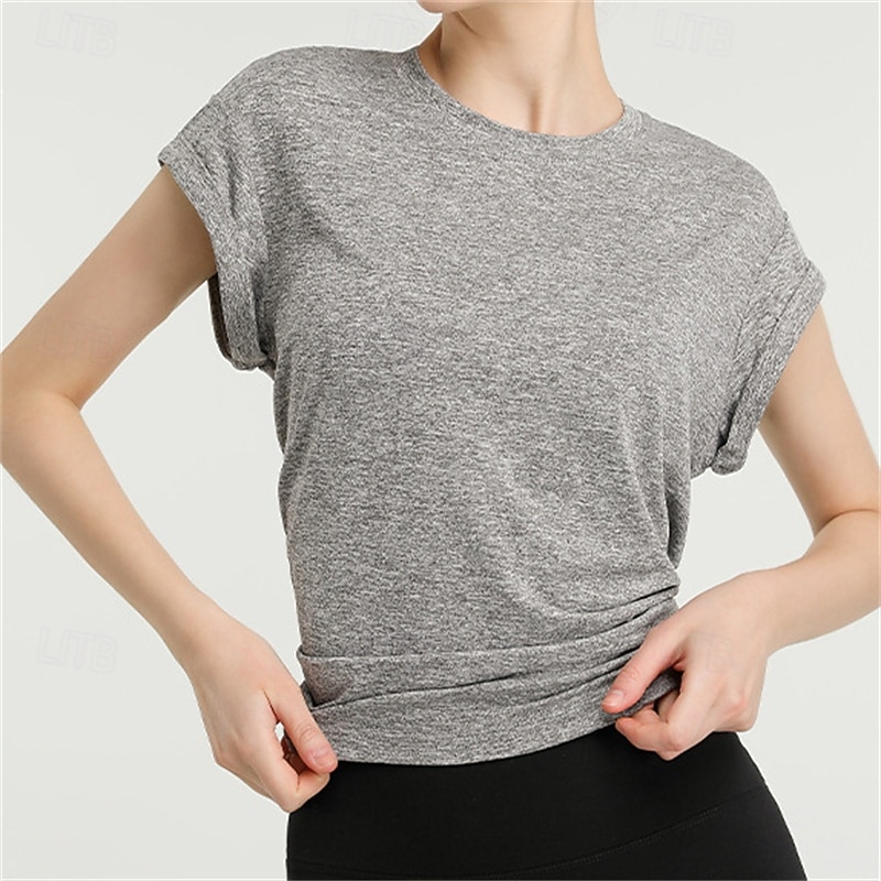 Women's Solid Colored Sport Shirt Tennis Shirt Tennis Top Quick Dry Breathable Tennis Golf Pickleball Open Back Pink Gray Tennis Clothing3