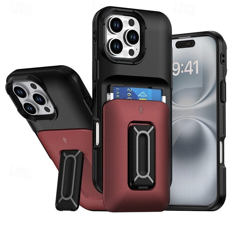 Phone Case For iPhone 16 15 14 Pro Max Plus 16e 13 12 11 Pro Max Back Cover with Stand Holder Shockproof PC3