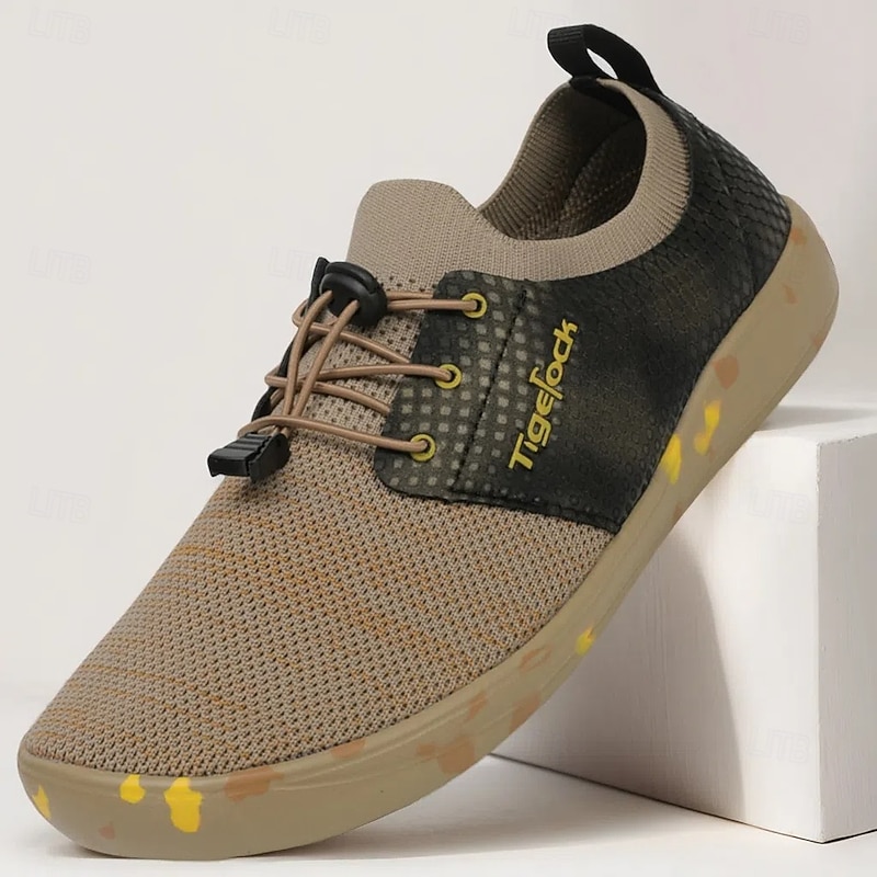 Men's Brown and Black Casual Athletic Shoes with Splash Detail – Lightweight Sport-Inspired Sneakers for Urban Wear and Outdoor Hikes