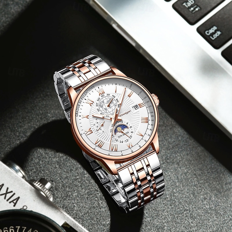 908 Men's Quartz Watch – Ultra-Thin Stainless Steel, Luminous Dial, Calendar, 3ATM Waterproof, Date Display, Folding Safety Clasp