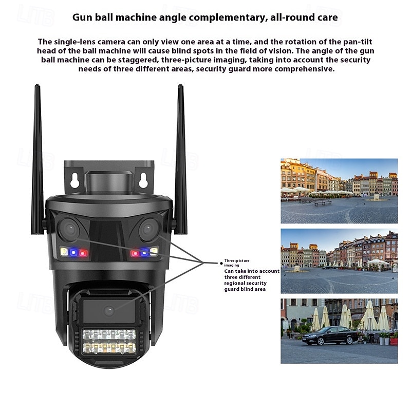 9MP Triple Lens Outdoor WiFi Security Camera – PTZ Surveillance Cam with Auto Tracking, 3-Screen Preview, Night Vision, IP66 Waterproof3