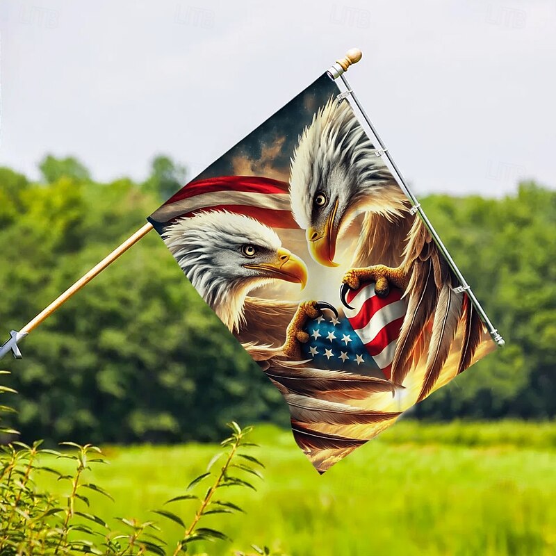 4th of July Independence Day Garden Flag 12 x 18 Inch Yard Flags, Egale Small Garden Flags for Outside, Outdoor Flags, Holiday Garden Flags for All Seasons3