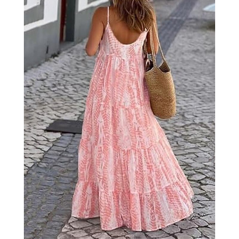 Women's Long Dress Maxi Dress Casual Dress Swing Dress Slip Dress Boho Dress Fashion Outdoor Party Holiday Regular Fit Tie Dye Sleeveless Spaghetti Strap Black Pink Green Summer3