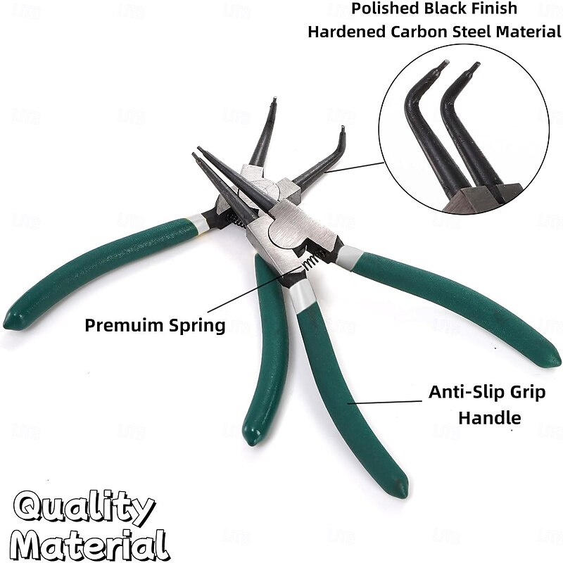 4 Piece 7 Inch Internal/External Snap Ring Pliers Set Heavy Duty Circlip Pliers Kit Straight/Bent Jaw Pliers for Ring Remover Retaining and Remove Hoses2