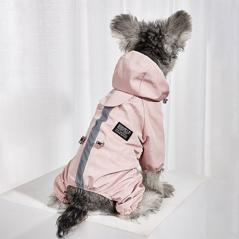 Dog RaincoatWaterproof Rain Poncho with Hoodie High Reflective Pet Rain Jacket with Leash Hole for Small and Medium Dogs3