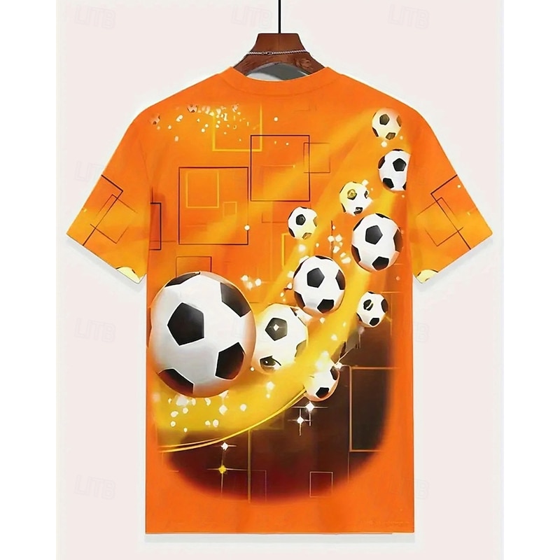 Boys 3D Football T shirt Tee Short Sleeve Summer Spring Fashion Basic Kids 4-12 Years Crew Neck Outdoor Casual Daily Regular Fit3
