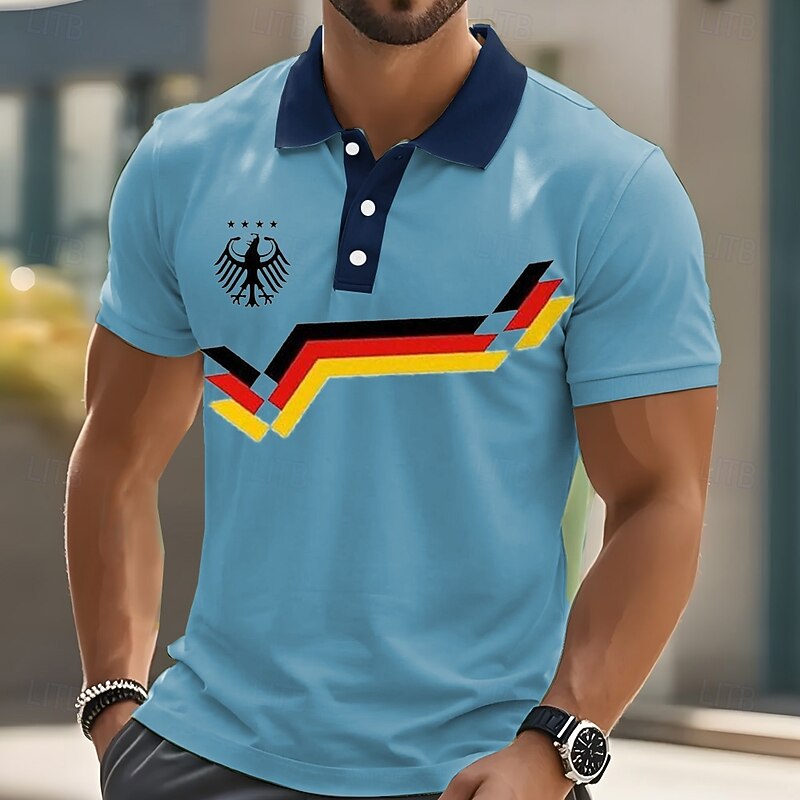Men's Graphic Polo Short Sleeve Polo Shirts Collared Shirts Casual School Outdoor Daily Wear 3D Print Summer White Blue Green3
