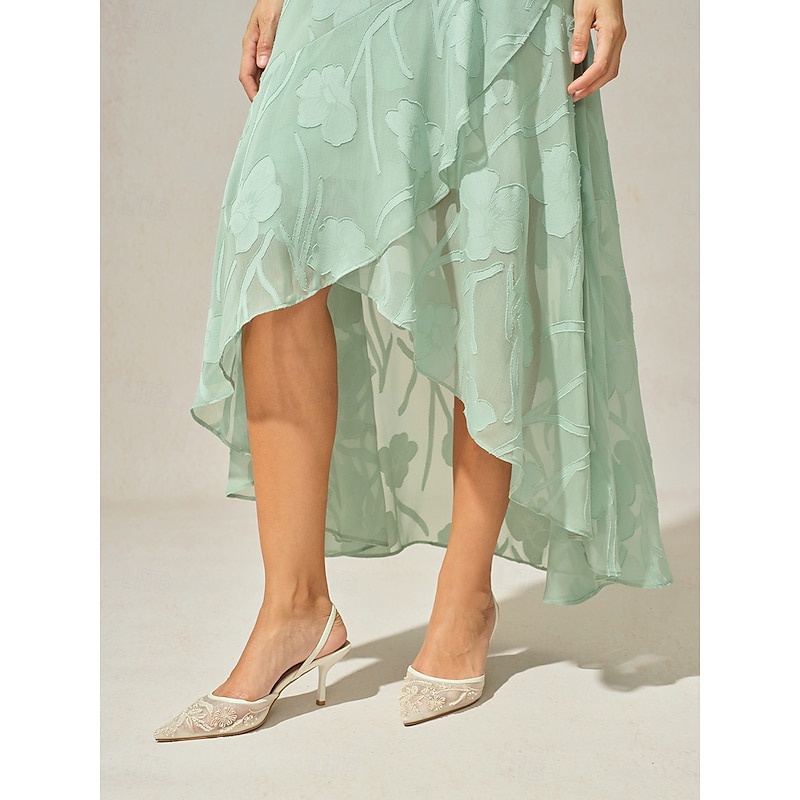 Women's Maxi Dress Ruffle Dress Elegant Wedding Wedding Guest Evening Party Floral Sleeveless U Neck Sage Green Summer Spring2