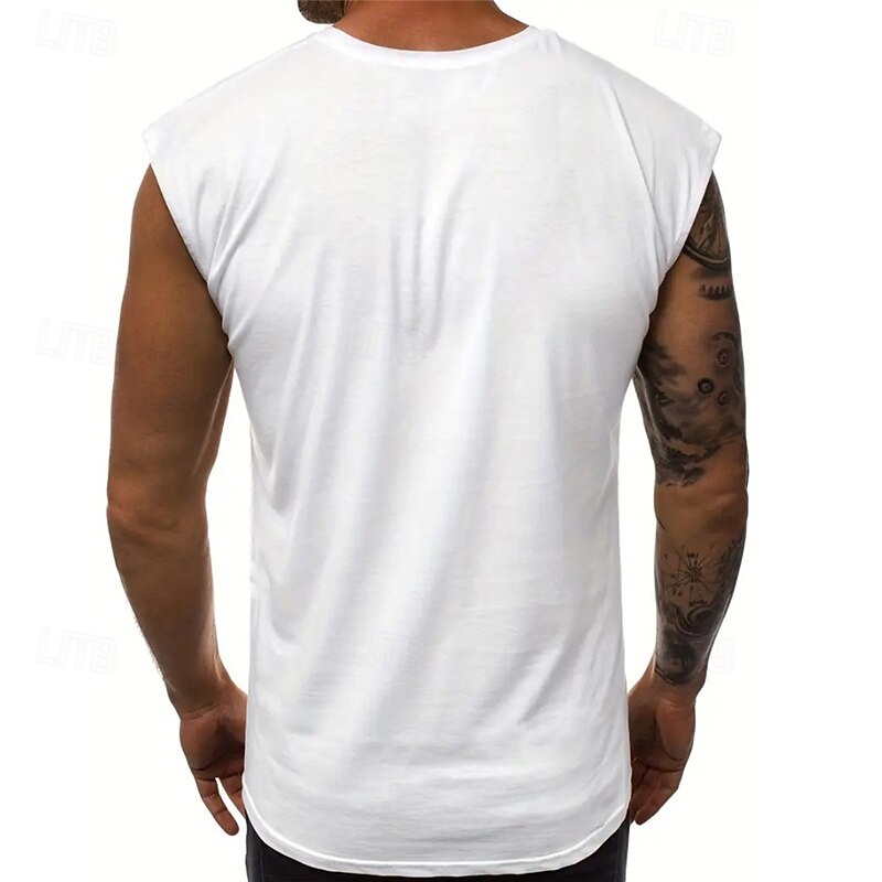 Men's Tank Top Vest Top Undershirt Sleeveless Shirt Sleeveless Crew Neck Summer Plain Fashion Designer Basic Classic Vacation Street Going out Black White Pink Top Tee for Men2