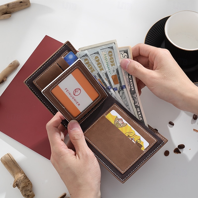 Personalized Photo Engraved Leather Wallet Custom Best Gift for Dad, Custom Name and Initial on Back, Valentine's Day, Father's Day, Birthday, Anniversary, Christmas Gift for Him4