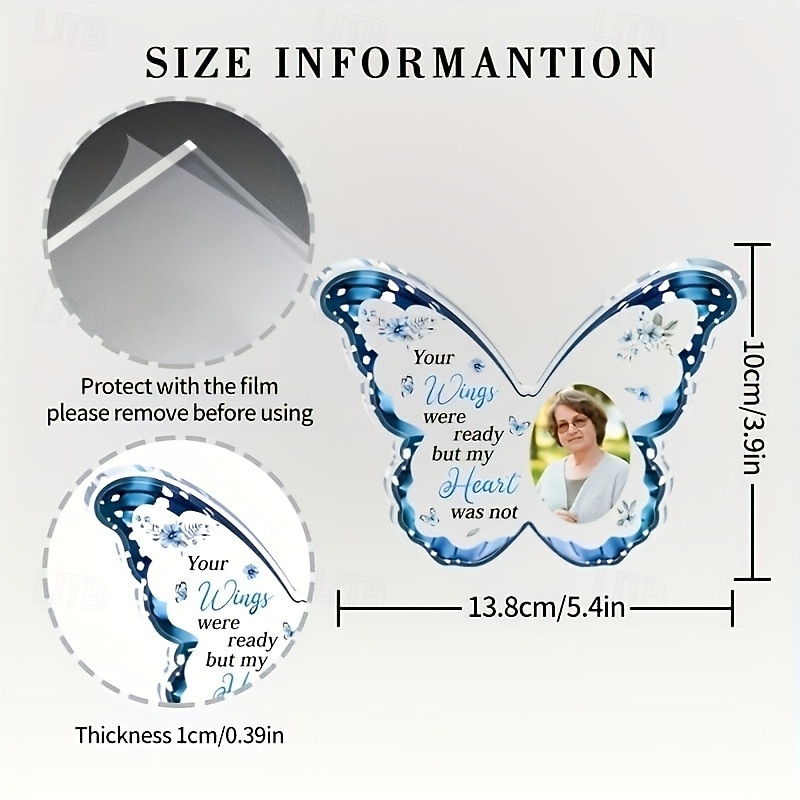 Personalized Butterfly Memorial Plaque, Custom Photo Acrylic Sympathy Gift for Loved One Loss, Tabletop Decor for Valentine's Day, Christmas, Thanksgiving, Graduation3