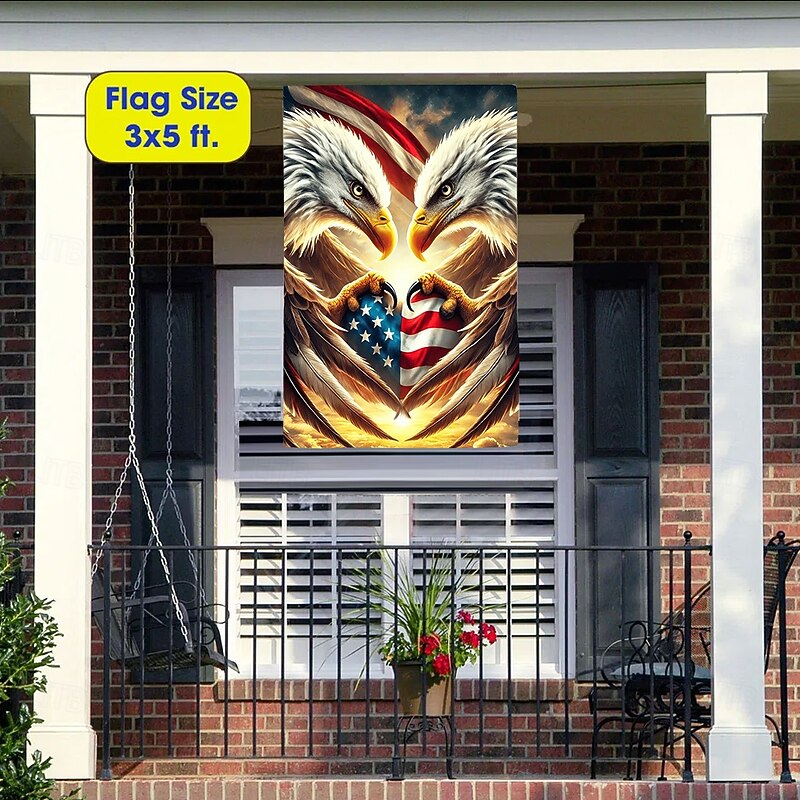 4th of July Independence Day Garden Flag 12 x 18 Inch Yard Flags, Egale Small Garden Flags for Outside, Outdoor Flags, Holiday Garden Flags for All Seasons4