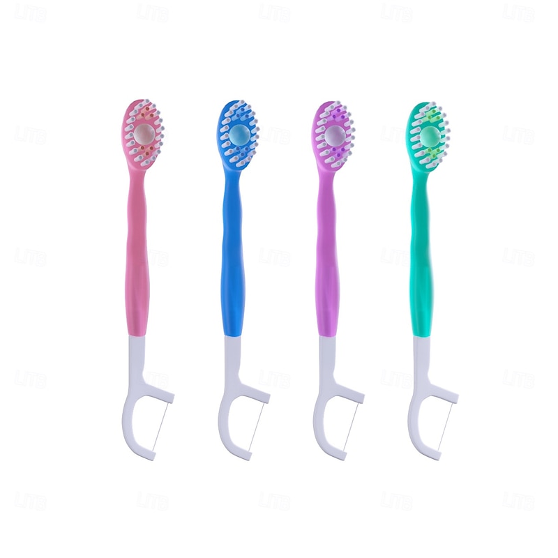 5 in 1 Mini Disposable Toothbrushes with Toothpaste, Tongue Scraper, Picks, Floss Travel Case, Prepasted Travel Toothbrushes Pick for Work or Travel, Soft Brushes, 8/16Count3