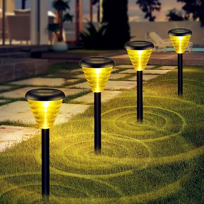 LED Solar Pathway Lights with 2 LEDs IP65 Outdoor Waterproof Auto On/Off Powered Landscape Lighting One Key Switch Warm Light/Color Light Project Beautiful Pattern On The Ground Light The Way for Yard Garden4