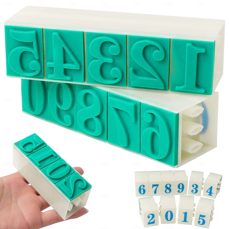 Rubber Head Number Stamp Set - Large Detachable 0-9 Digits Arabic Numerals Stamps Combination Number Stamp for DIY Craft Card Making