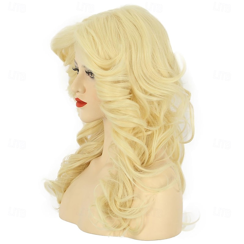 Women 70s Feathered Wig Long Blonde Wave Disco Singer Wig Vintage Costume Wig Halloween Party Costume Wig4