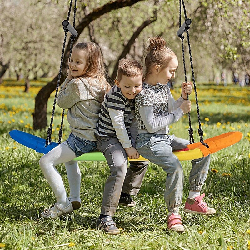 Surfing Tree Swing, Outdoor Platform Swing with Soft Handles and Adjustable Height, Saucer Tree Swing with Stable Metal Frame and Spacious Swingboard4