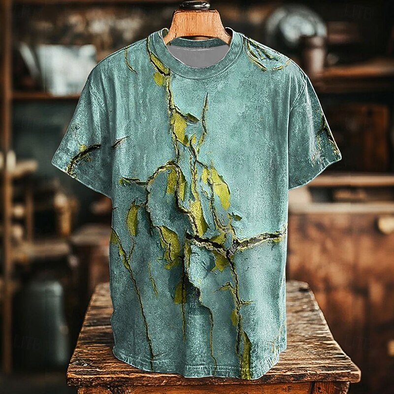 Men's Abstract T Shirt Short Sleeve T shirt 3D Print Crew Neck Round Neck Shirt Retro Vintage Vintage Retro Party Street Casual Green Summer Spring Clothing Apparel S M L XL XXL XXXL 4XL