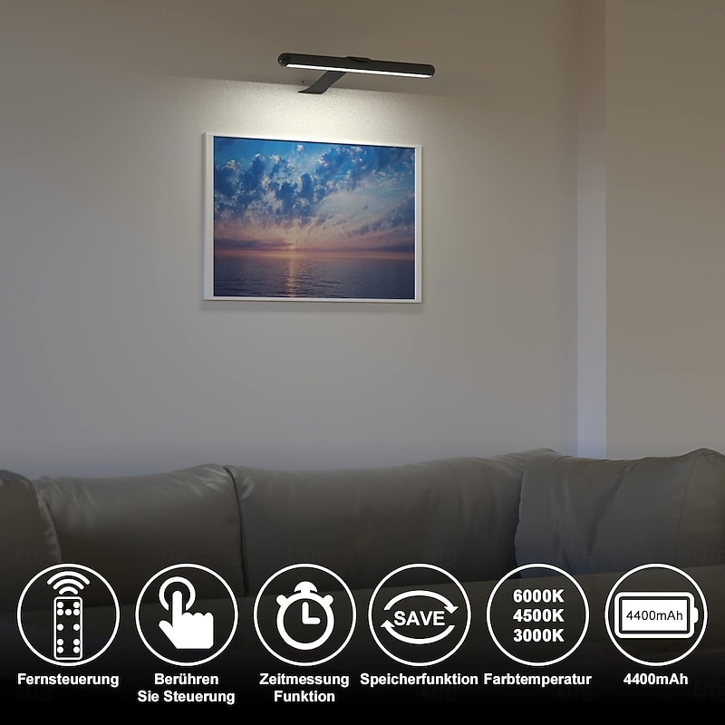 LED Picture Lights for Paintings Plug in, Rechargeable Adjustable Art Light Gallery Wall Light for Display Art Work3