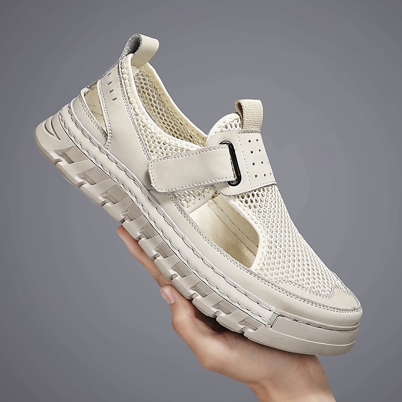 Men's Sandals White Mesh Sports Sandals with Velcro Closure and Cushioned Sole for Outdoor Activities and Water Sports4