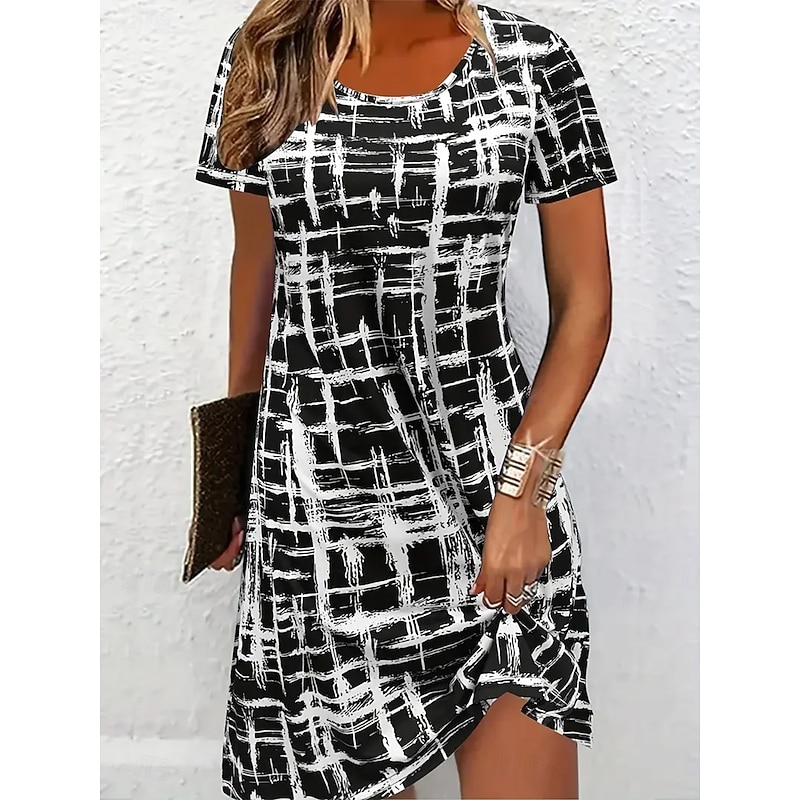 Women's Mini Dress Casual Dress T Shirt Dress Tee Dress Sundress Shift Dress Vacation Casual Boho Party Beach Form Fit Floral Graphic Short Sleeve Crew Neck Black Red Gray Summer Spring