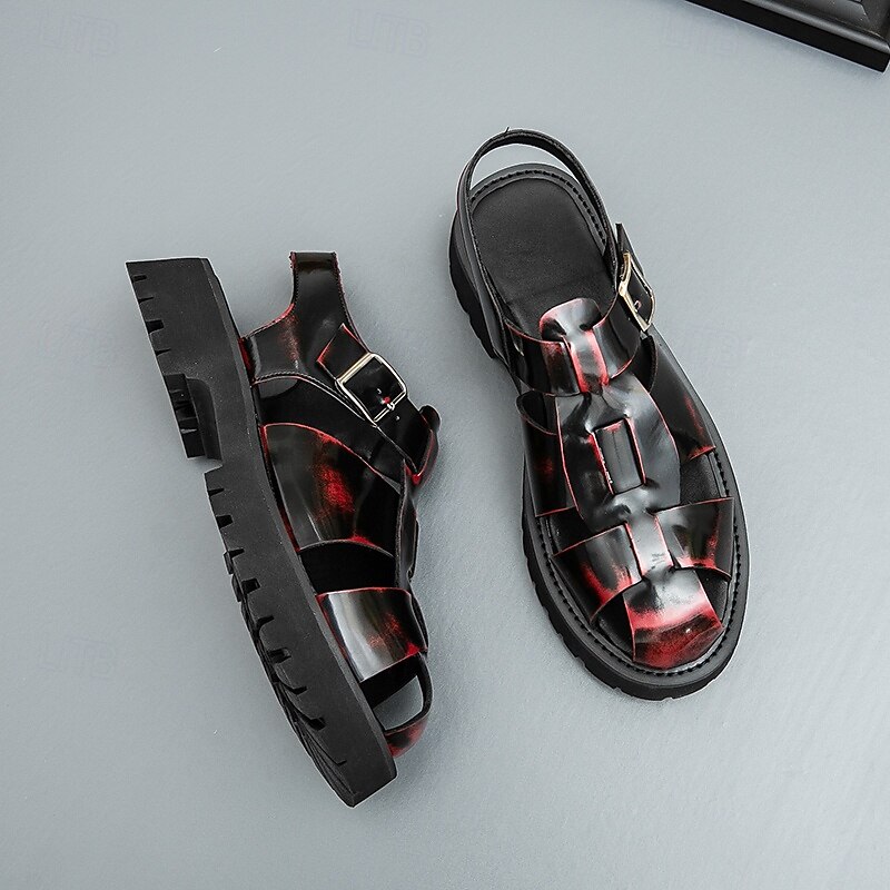 Men's Black Faux Leather Gladiator Sandals - Durable and Stylish Sandals for Summer Adventures2