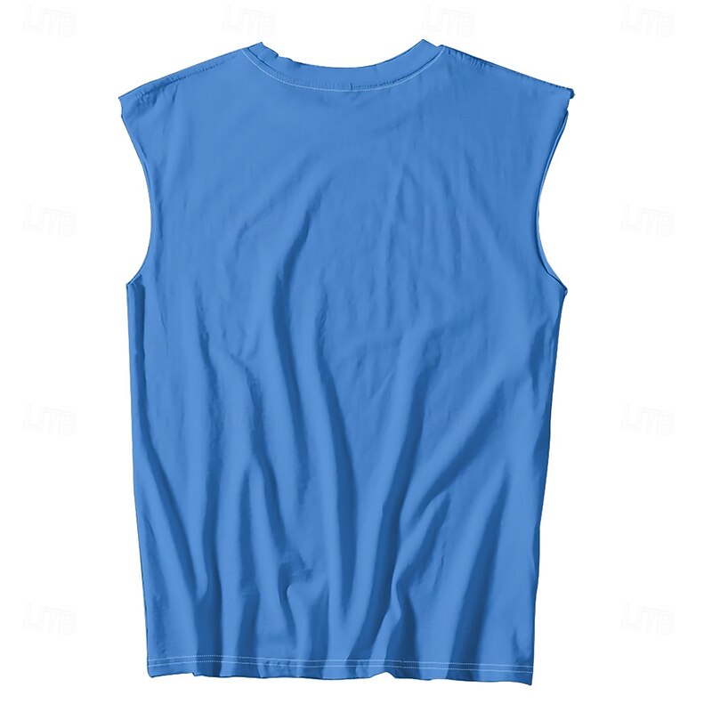 Men's Vest Top Undershirt Sleeveless Shirt Sleeveless Crewneck Spring & Summer Pattern Stripes Fashion Designer Vacation Street Going out Blue Top Tee for Men3