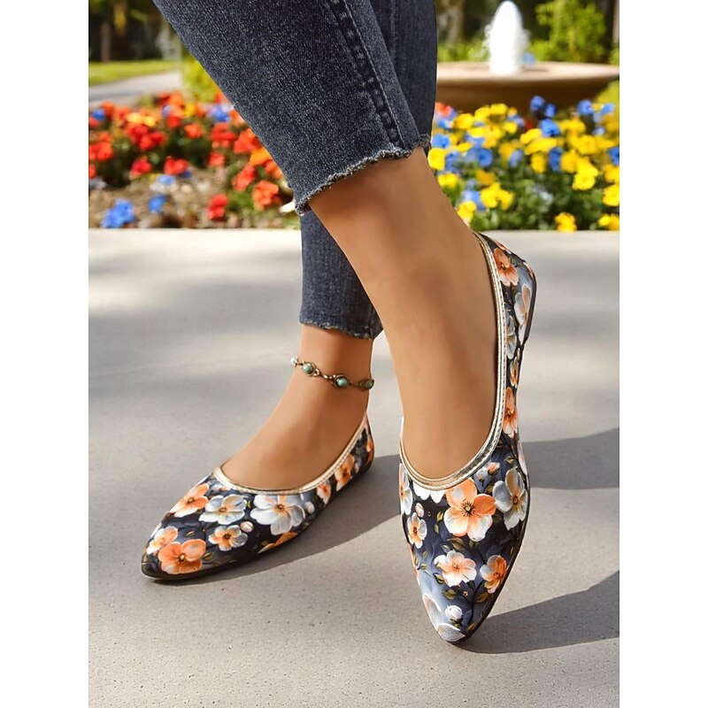 Women's Floral Print Ballet Flats – Soft Pointed Toe Fabric Flats for Spring Outings, Weekend Dates & Garden Events4