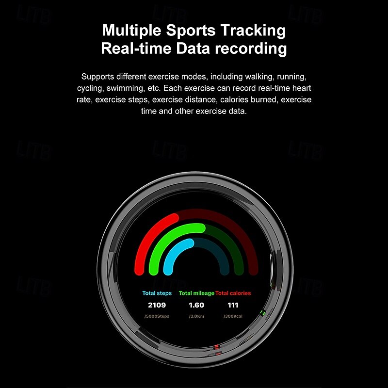 Smart Ring with Touch Control for iPhone Android – Fitness Tracker, Step Counter, Sport Mode, Waterproof, Magnetic Charging, App Sync Ring4