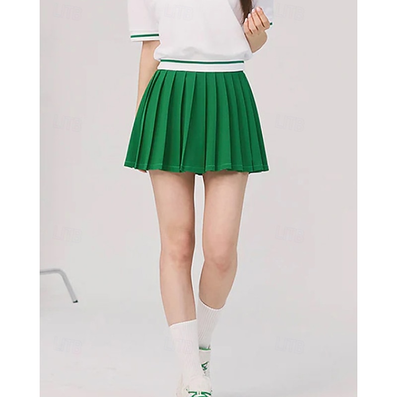 Women's Solid Colored Tennis Skirts Pleated Breathable Tennis Golf Pickleball Black White Yellow Tennis Clothing4