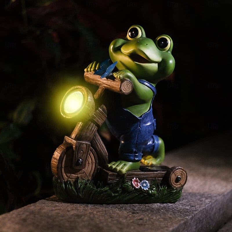 1 Pc Outdoor Solar Waterproof Frog Riding Landscape Light Courtyard Garden Lawn Path Villa Decorative Light Summer Courtyard Lighting2