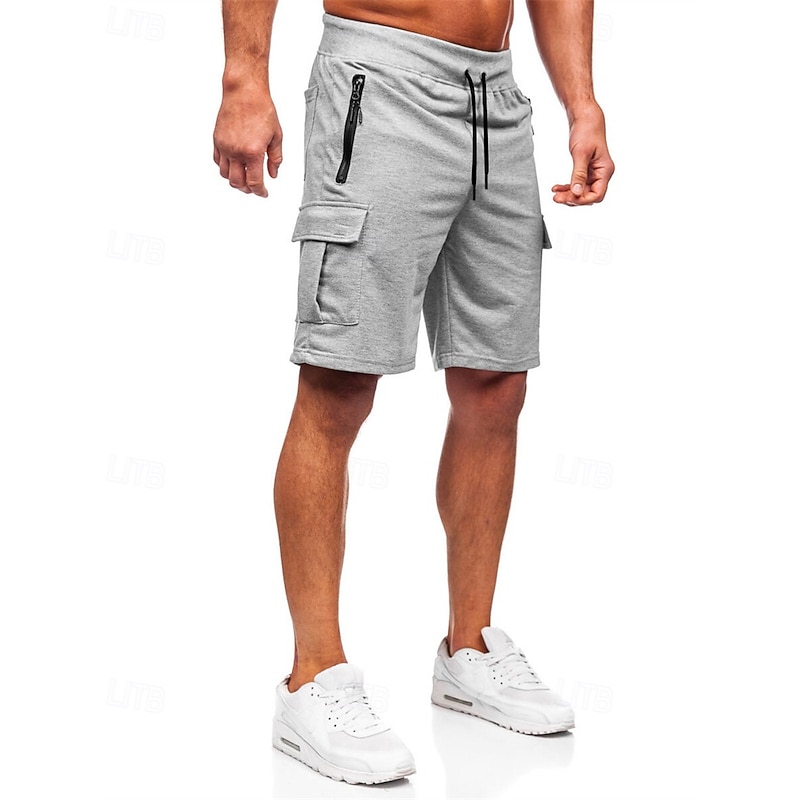 Men's Athletic Shorts Sweat Shorts Shorts Summer Shorts Pocket Drawstring Elastic Waist Plain Comfort Breathable Short Outdoor Sports Classic Casual Black Light Grey Micro-elastic4
