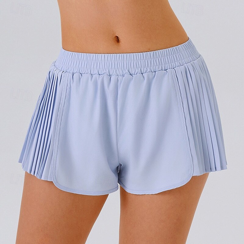 Women's Solid Colored Sports Shorts Tennis Shorts Pleated Moisture Wicking Breathable Tennis Golf Pickleball Black Pink Dark Navy Tennis Clothing