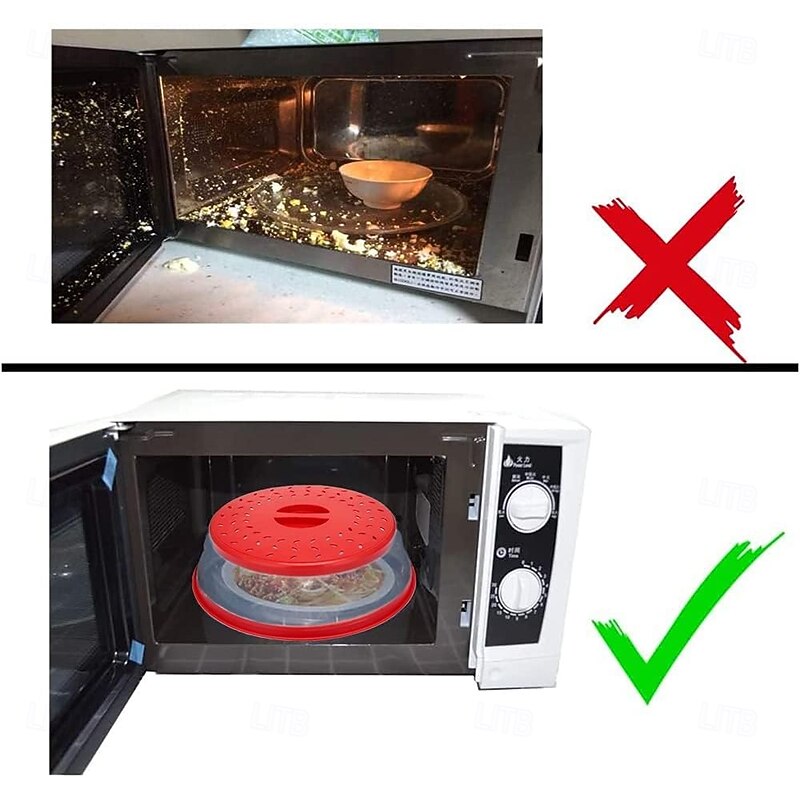 Microwave Splatter Cover with Fruit Strainer, BPA-Free Thermoplastic Rubber Lid, Foldable Silicone Microwave Cover for Food Heating, Dishwasher Safe, Multi-Size Ventilated Lids4