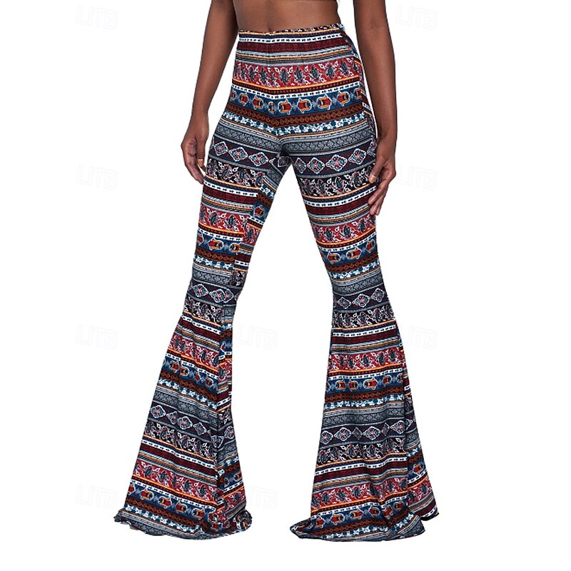 Women's Slacks Casual Boho Full Length Natural Flower Printing Comfy Outdoor Comfortable Outdoor Vacation Magenta Golden yellow Navy Black Summer Regular Fit