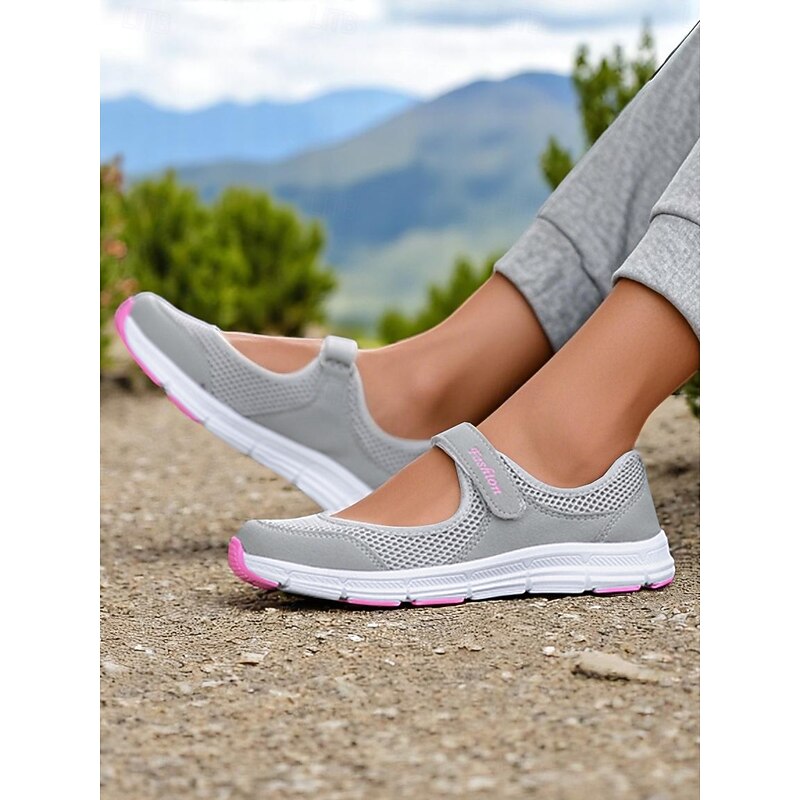 Women's Breathable Mesh Walking Shoes with Magic Tape Strap – Lightweight Athletic Flats, Great for Outdoor Fitness, Travel Hikes, Casual Errands & Active Lifestyles2