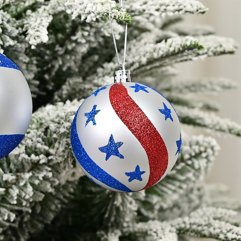 9pcs/set Patriotic Ornaments for 4th of July Tree Decorations,Independence Day Red White Blue Shatterproof Americana Gnome Hanging Ball Ornaments for Labor Christmas Memorial Day Decor4