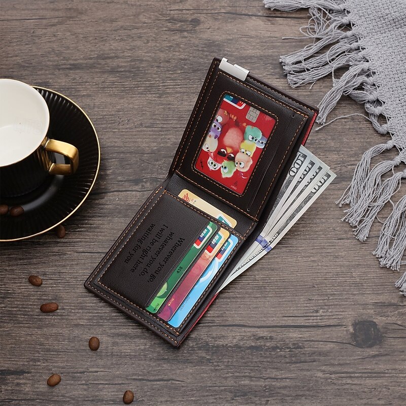 Personalized Photo Engraved Leather Wallet Custom Best Gift for Dad, Brown Leather, Custom Photo and Text Engraved Front and Back, Anniversary, Birthday, Father's Day, Christmas Gift4