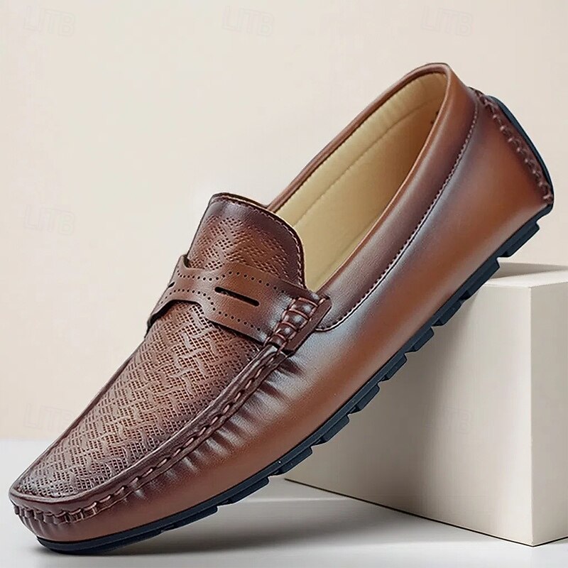 Men's Brown Loafers & Slip-Ons with Soft Footbed, Stylish Stitching and Comfortable Fit - Perfect for Business Casual, Everyday Wear and Weekend Outings
