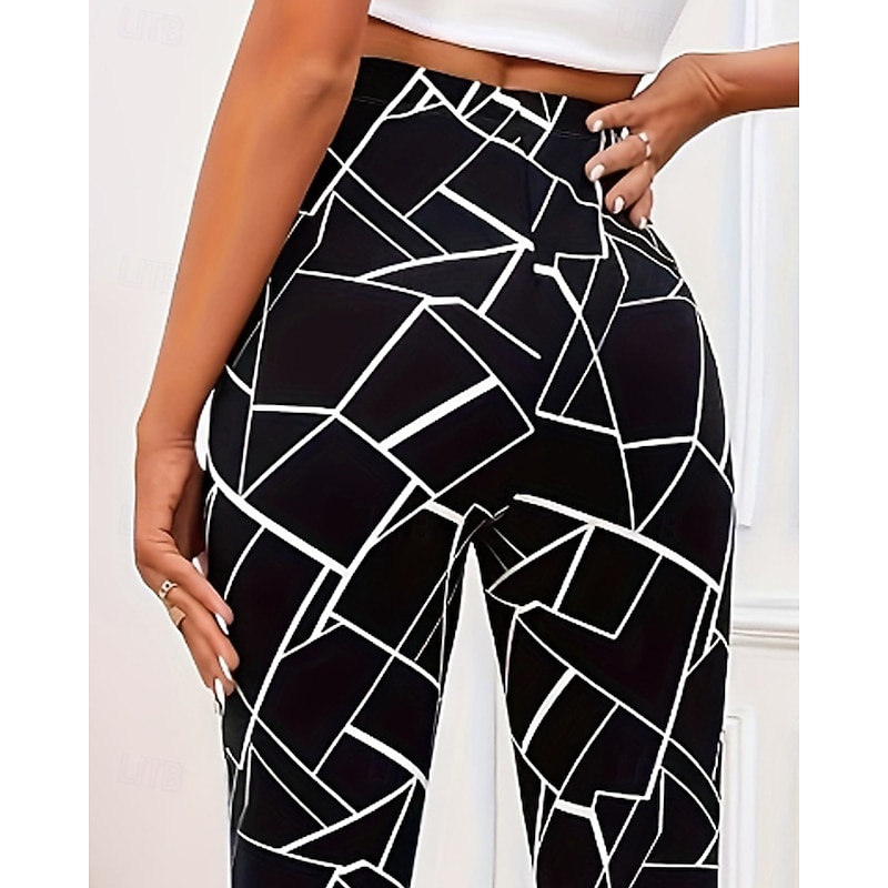 Women's Capri Pants Leggings Cozy Leggings Streetwear Casual Calf-Length Natural Geometic Print Comfy Outdoor Comfortable Outdoor Casual Daily Black Summer Regular Fit3