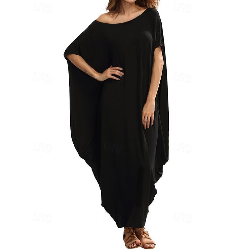 Women's Midi Dress Casual Dress Fashion Classic Modern Vacation Holiday Going out Regular Fit Plain Short Sleeve Crew Neck Black Wine Green Summer