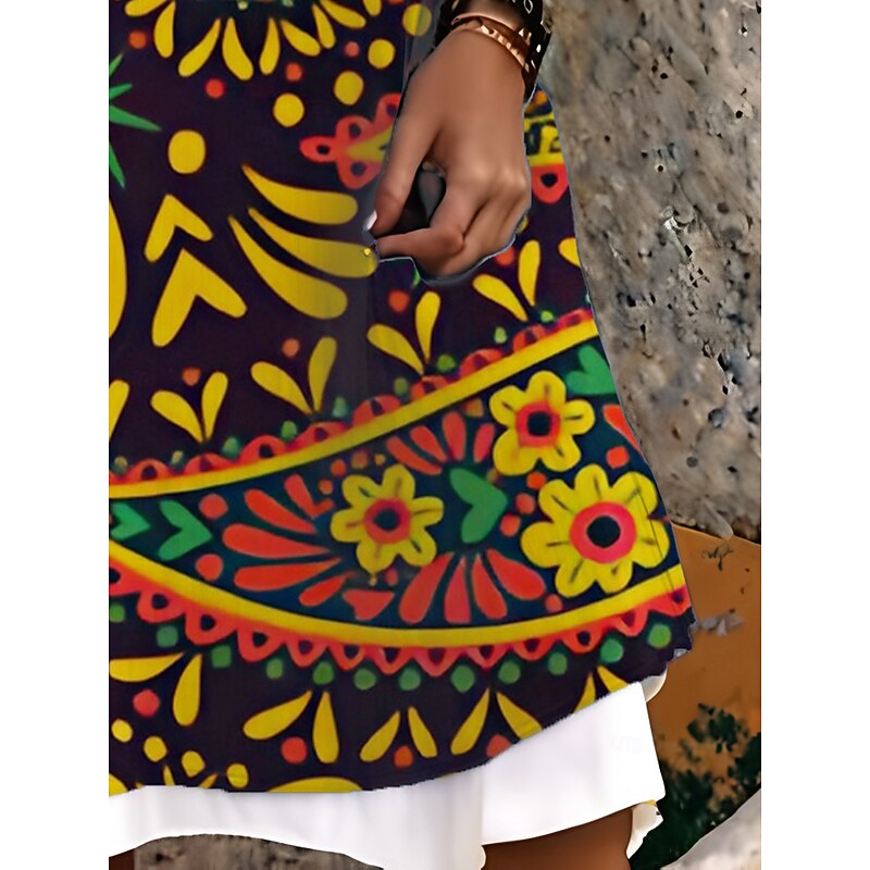 Women's Midi Dress Tank Dress Fashion Classic Outdoor Daily Weekend Regular Fit Graphic Flower Sleeveless Crew Neck Colorful Spring Fall4