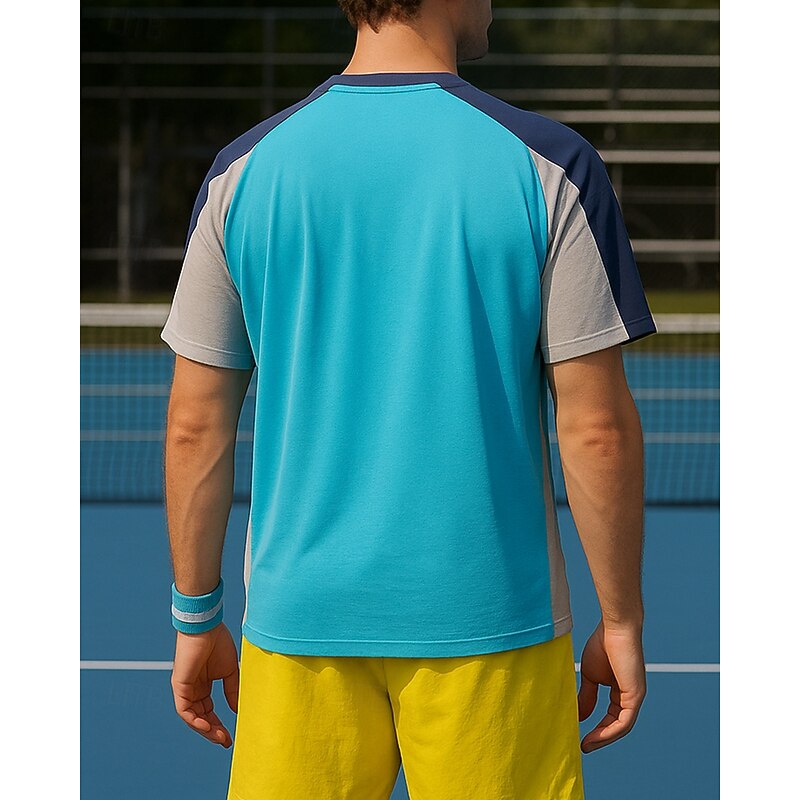 Men's Patchwork Sport Shirt Golf Polo Shirt Tennis Shirt Tennis Tee Short Sleeves Front Zip Sweat-Wicking Moisture Wicking Breathable Tennis Golf Pickleball Yellow Blue Dark Gray Tennis Clothing2