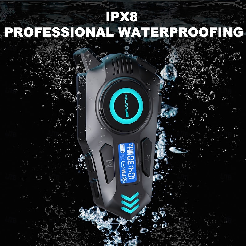 K09 Helmet Bluetooth Earphones with Real-Time Intercom, FM Radio, Noise Reduction, IPX8 Waterproof, Long Battery for Motorcycle Riding2