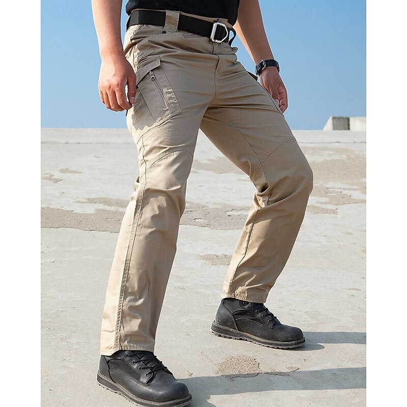 Men's Cargo Pants Tactical Pants Trousers Buttons Multi Pocket Plain Waterproof Wearable Outdoor Daily Camping & Hiking Fashion Classic Black Khaki3